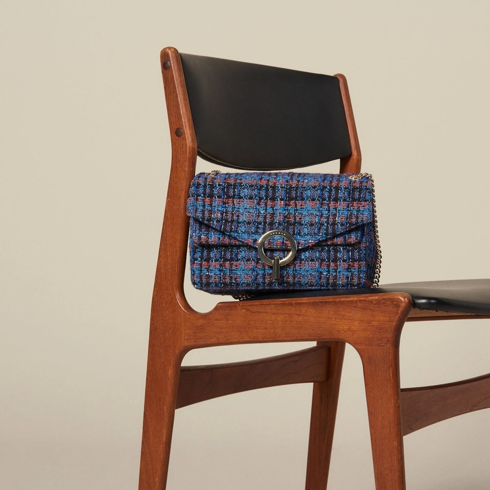 SANDRO YZA Tweed Shoulder Bag in Blue - Picture 2 of 13